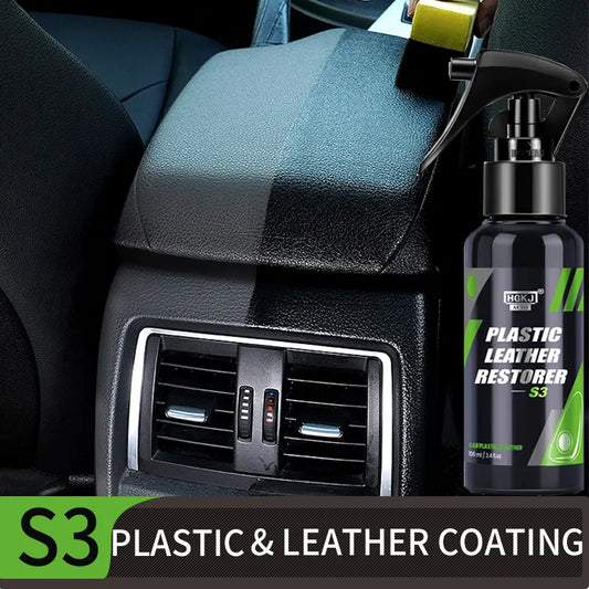 Car Plastic Restorer Polish Leather Cleaner Spray Back To Black Gloss Hgkj S3 50ml Interior Plastic Renovator Car Accessories